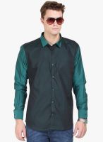 Orange Valley Green Solid Slim Fit Casual Shirt