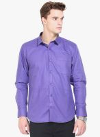 Orange Valley Purple Solid Slim Fit Casual Shirt