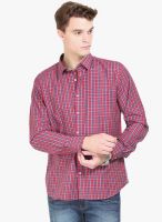 Orange Valley Red Checked Slim Fit Casual Shirt