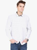 Orange Valley White Printed Slim Fit Casual Shirt