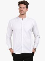 Orange Valley White Solid Slim Fit Casual Shirt