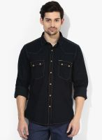 Pepe Jeans Navy Blue Solid Slim Fit Casual Shirt