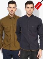 Pepe Jeans Olive Solid Regular Fit Casual Shirt