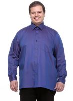 Pluss Blue Solid Regular Fit Casual Shirt