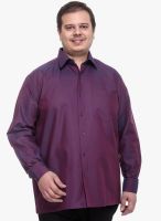 Pluss Maroon Solid Regular Fit Casual Shirt