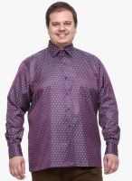 Pluss Purple Printed Regular Fit Casual Shirt