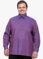 Pluss Purple Solid Regular Fit Casual Shirt