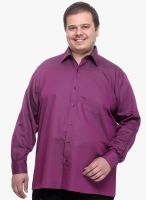 Pluss Purple Solid Regular Fit Casual Shirt