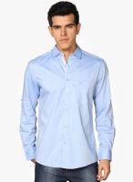 Provogue Blue Solid Regular Fit Casual Shirt