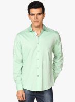 Provogue Green Solid Regular Fit Casual Shirt