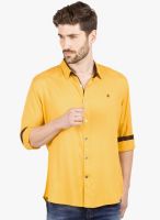 R&C Yellow Solid Slim Fit Casual Shirt