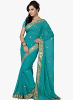 Saree Swarg Blue Embroidered Saree With Blouse