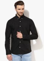 Selected Black Solid Slim Fit Casual Shirt