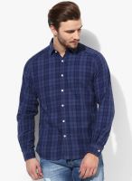 Selected Dark Blue Checked Slim Fit Casual Shirt