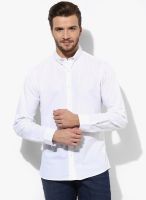 Selected White Solid Slim Fit Casual Shirt