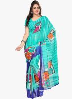 Silk Bazar Aqua Blue Printed Saree