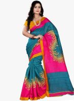 Silk Bazar Blue Printed Saree