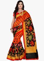 Silk Bazar Orange Printed Saree