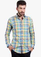 Solemio Multicoloured Checked Slim Fit Casual Shirt