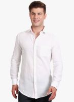 Solemio White Solid Regular Fit Casual Shirt
