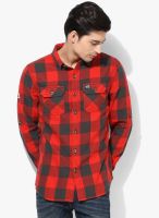 Superdry Orange Coloured Checked Slim Fit Casual Shirt