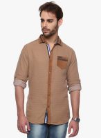 The Indian Garage Co. Beige Printed Slim Fit Casual Shirt