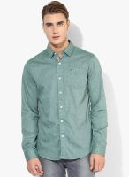 Tommy Hilfiger Green Colored Slim Fit Casual Shirt