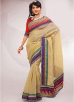 Triveni Sarees Beige Embellished Saree