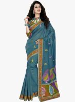 Triveni Sarees Blue Embroidered Saree