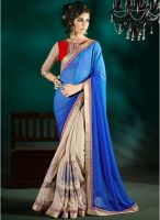 Triveni Sarees Blue Embroidered Saree