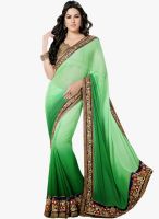Triveni Sarees Green Embroidered Saree