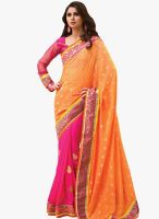 Triveni Sarees Orange Embroidered Saree