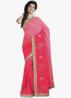 Triveni Sarees Red Embroidered Saree