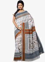 Triveni Sarees White Printed Saree