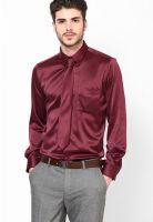 Turtle Solid Maroon Club Wear Shirt With Tie