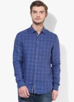 United Colors of Benetton Blue Checked Slim Fit Casual Shirt