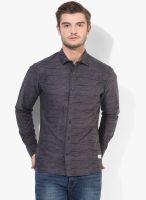 United Colors of Benetton Grey Printed Slim Fit Casual Shirt