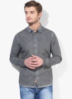United Colors of Benetton Grey Solid Slim Fit Casual Shirt