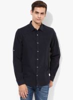 United Colors of Benetton Navy Blue Solid Slim Fit Casual Shirt