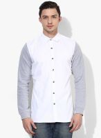 United Colors of Benetton White Solid Slim Fit Casual Shirt