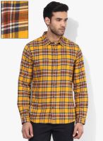 United Colors of Benetton Yellow Checked Slim Fit Casual Shirt