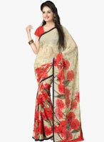 Vaamsi Beige Printed Saree