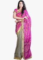 Vaamsi Fuchsia Printed Saree