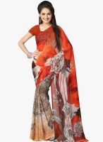 Vaamsi Orange Printed Saree