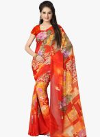 Vaamsi Orange Printed Saree