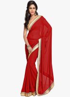 Vaamsi Red Solid Saree