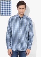 Van Heusen Sport Blue Checked Slim Fit Casual Shirt