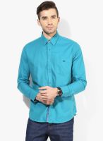 Van Heusen Sport Green Solid Slim Fit Casual Shirt