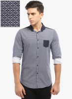 Vintage Blue Checked Slim Fit Casual Shirt