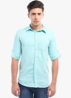 Vintage Green Solid Slim Fit Casual Shirt